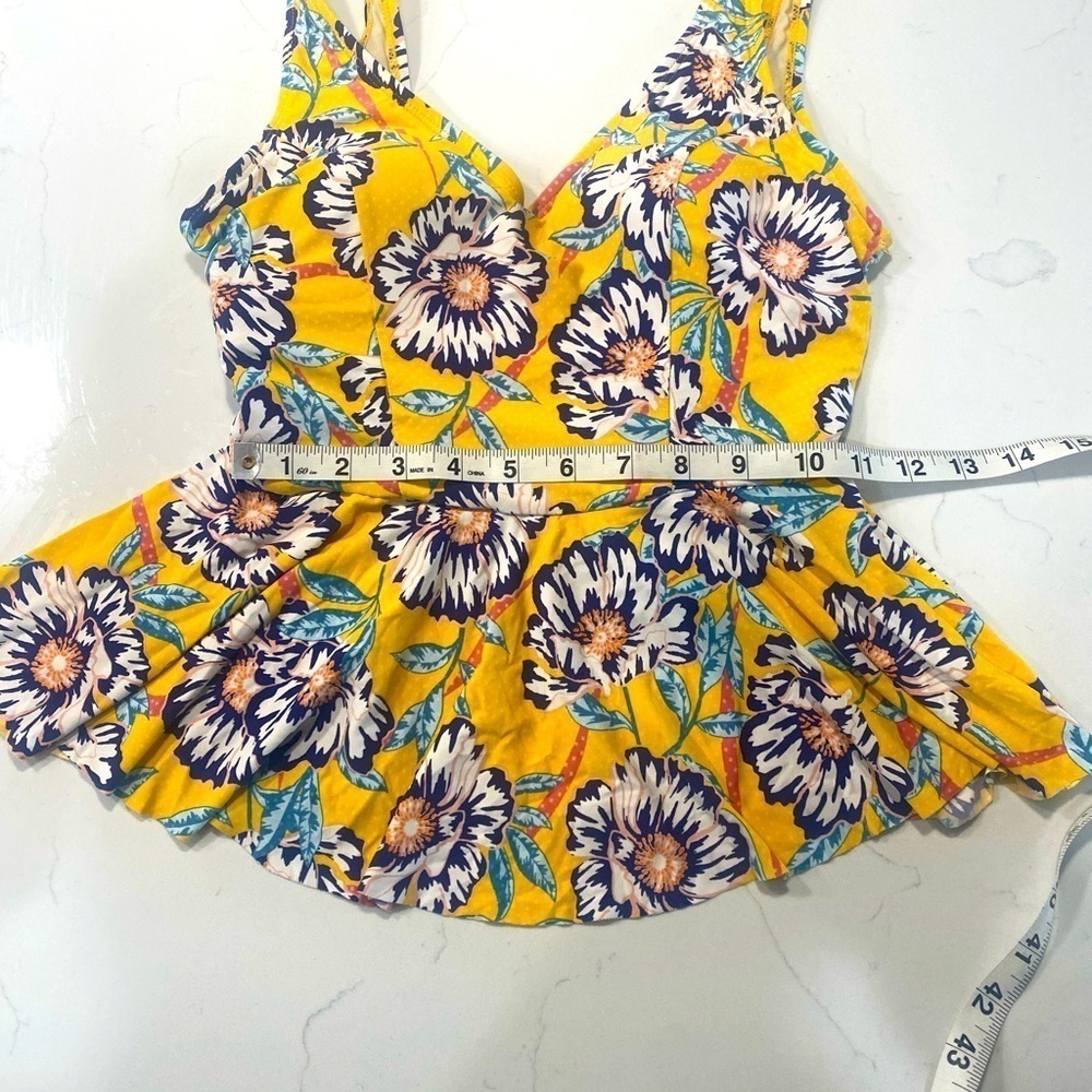 Sea Angel Yellow Floral Peplum Tankini Top Sz XS - Picture 4 of 6